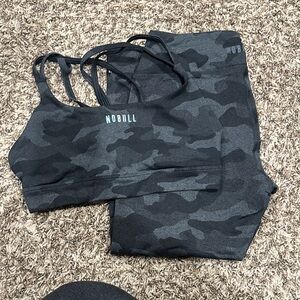 NOBULL Black and Gray Camo Activewear Set